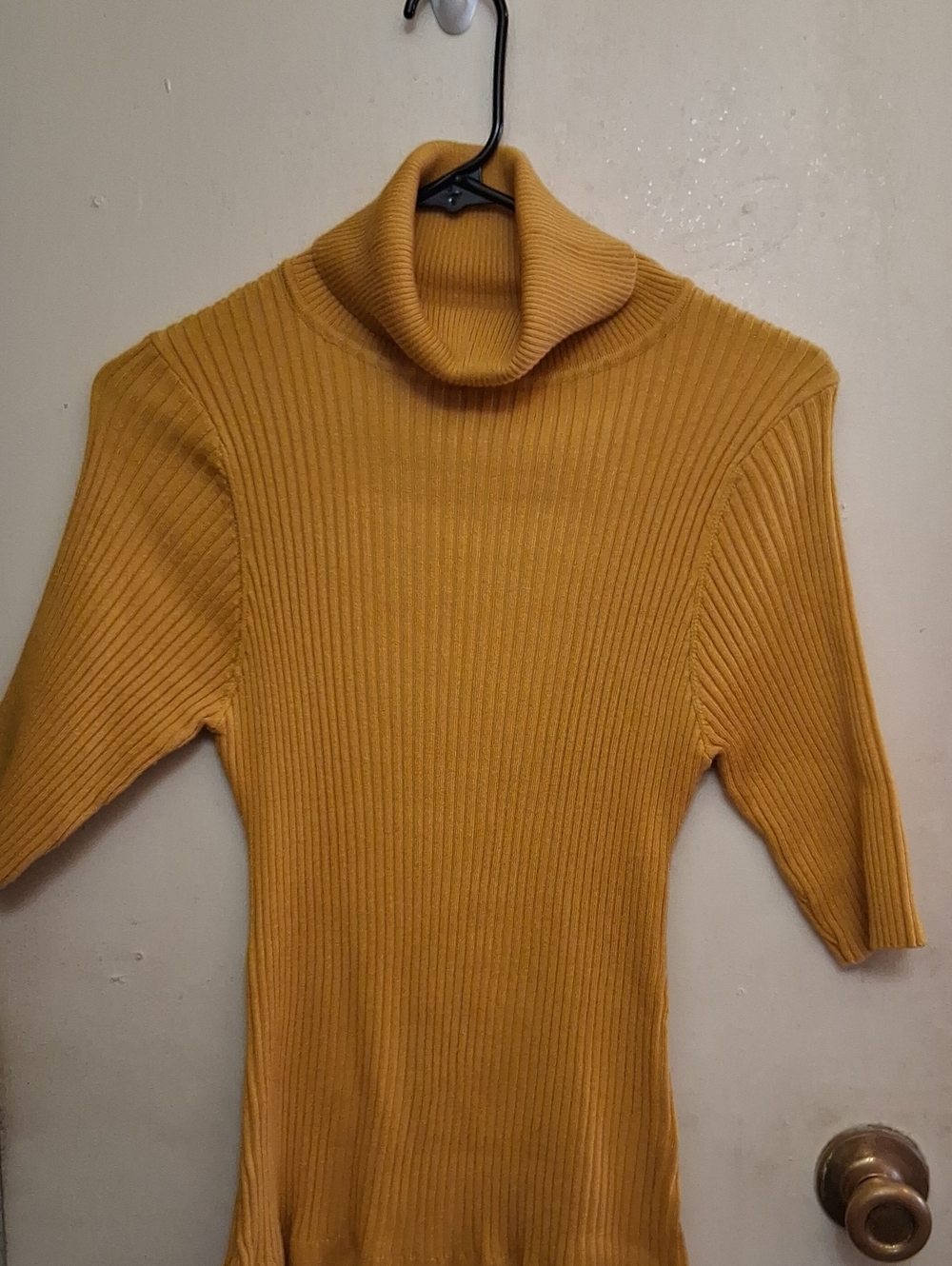 Amazon Ribbed Mustard Cowl Neck Sweater
